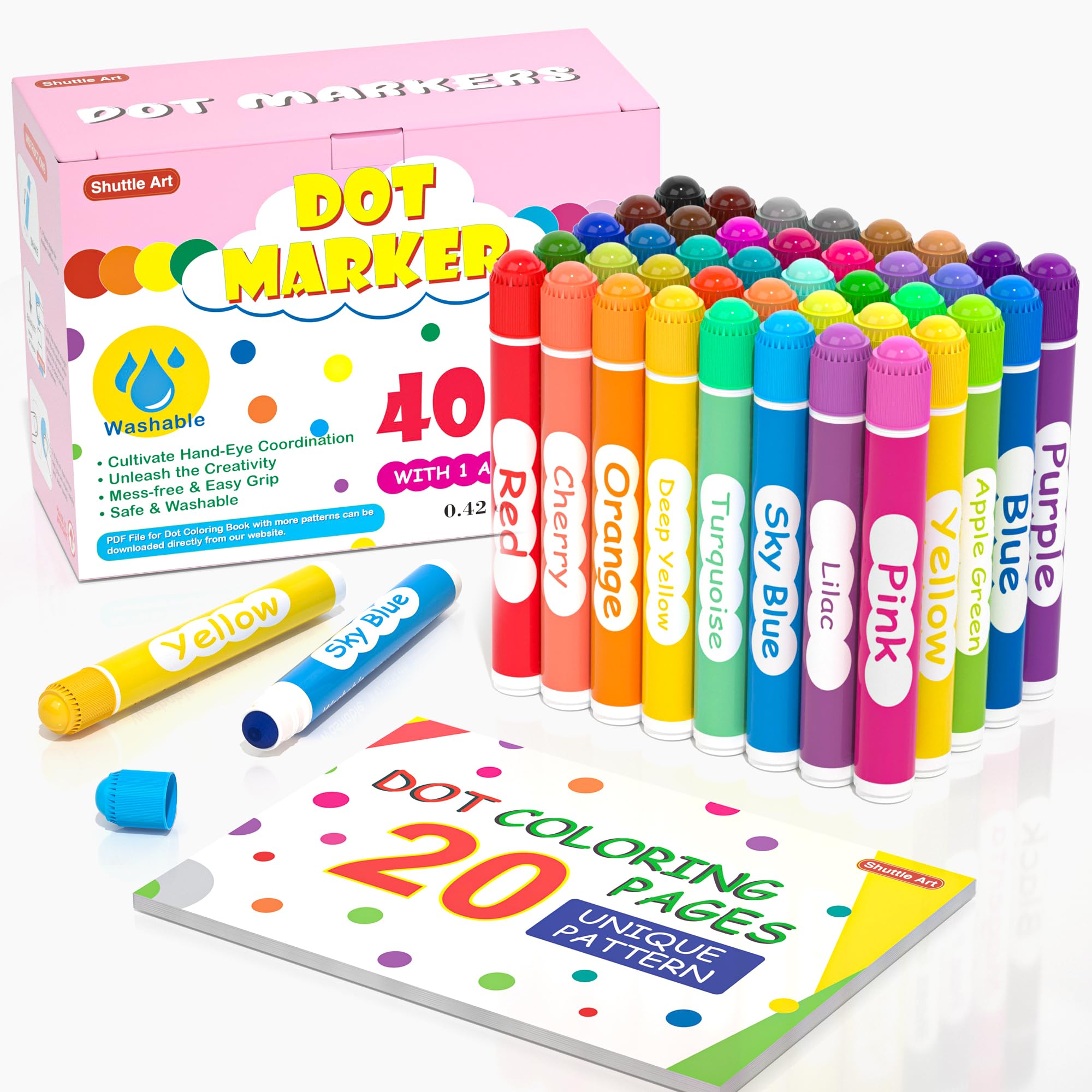 Foto 2 pulgar | Marcadores De Puntos Shuttle Art, 40 Colores Lavables Para Niños Pequeños - Venta Internacional