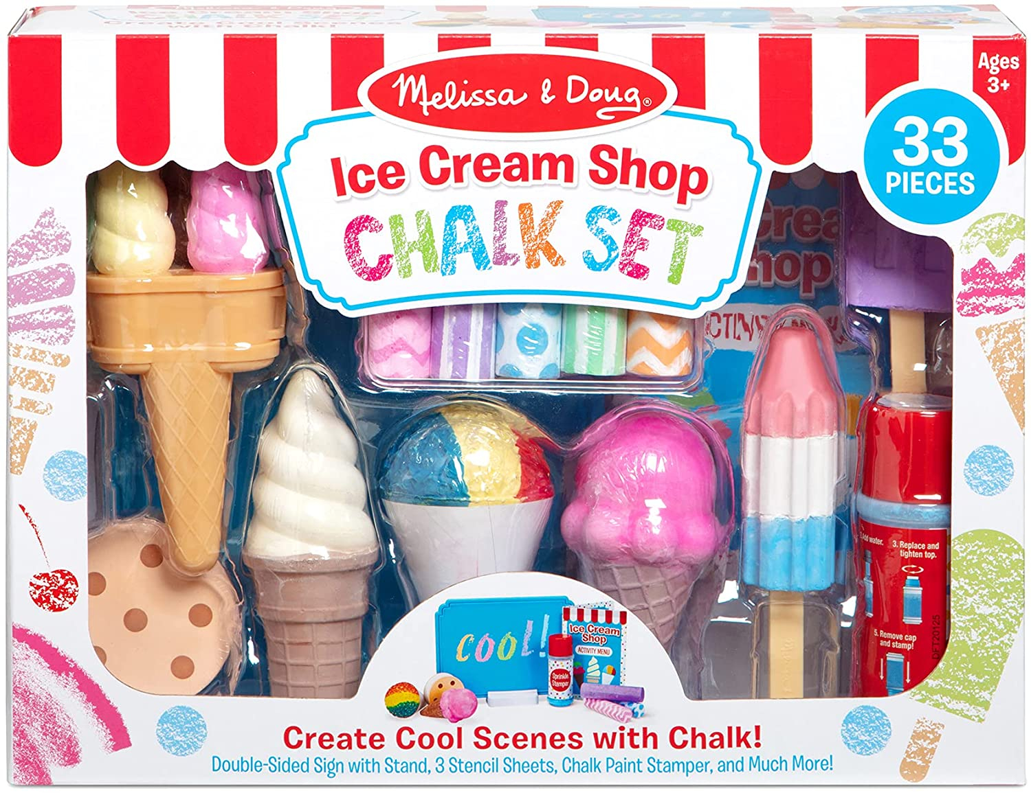 Set de Juego Melissa & Doug Ice Cream Shop con Tiza 33 Piezas - Venta Internacional