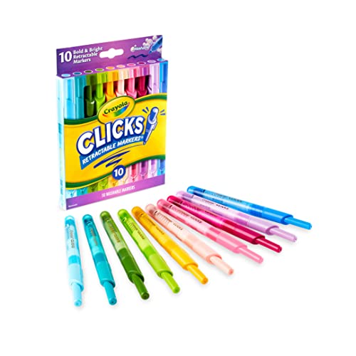 Foto 3 pulgar | Marcadores Lavables Crayola Clicks Puntas Retráctiles 10 Colores - Venta Internacional