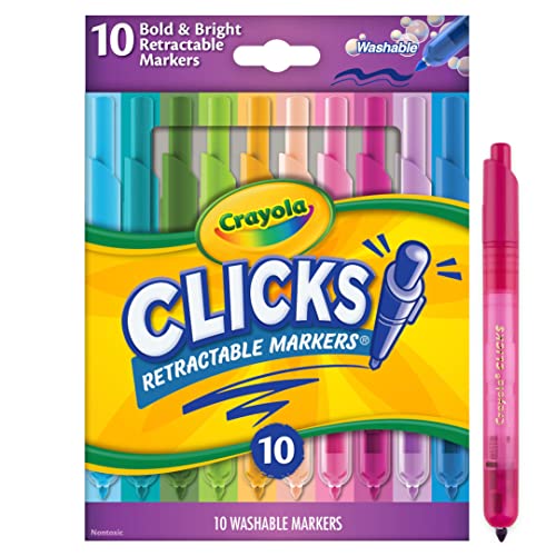 Foto 4 pulgar | Marcadores Lavables Crayola Clicks Puntas Retráctiles 10 Colores - Venta Internacional