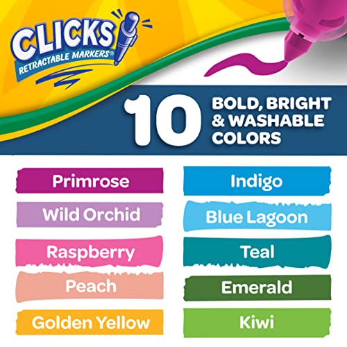 Foto 5 pulgar | Marcadores Lavables Crayola Clicks Puntas Retráctiles 10 Colores - Venta Internacional