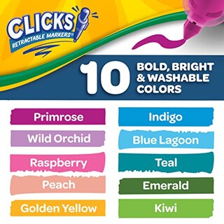 Foto 4 | Marcadores Lavables Crayola Clicks Puntas Retráctiles 10 Colores - Venta Internacional