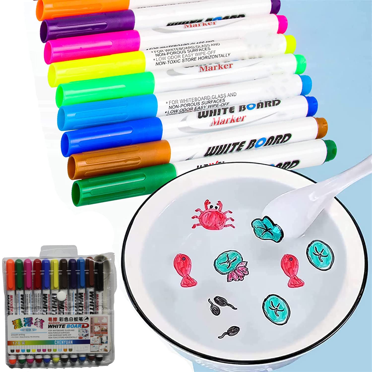 Foto 2 pulgar | Juego De Bolígrafos Para Pintura Al Agua, 12 Rotuladores Flotantes Coloridos - Venta Internacional.