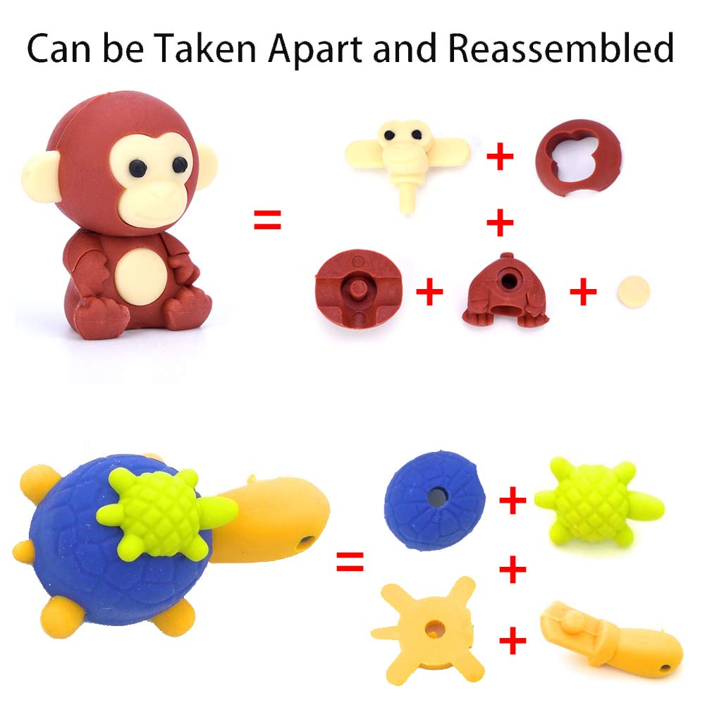 Foto 4 pulgar | Borradores Maxzone Animal Erasers Bulk Para Niños 62 Unidades - Venta Internacional