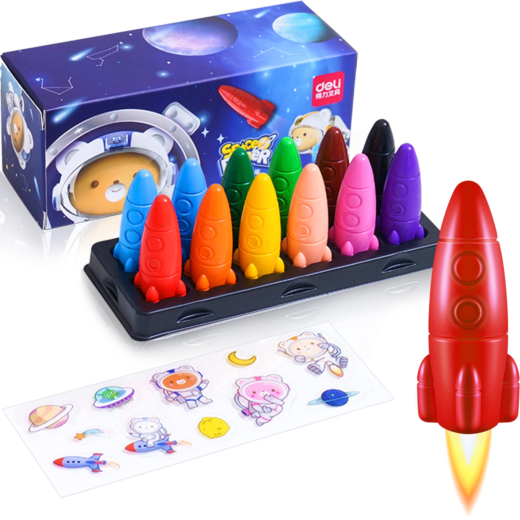 Foto 2 pulgar | Crayones Deli Toddler Rocket No Tóxico y Lavable 12 Paquetes