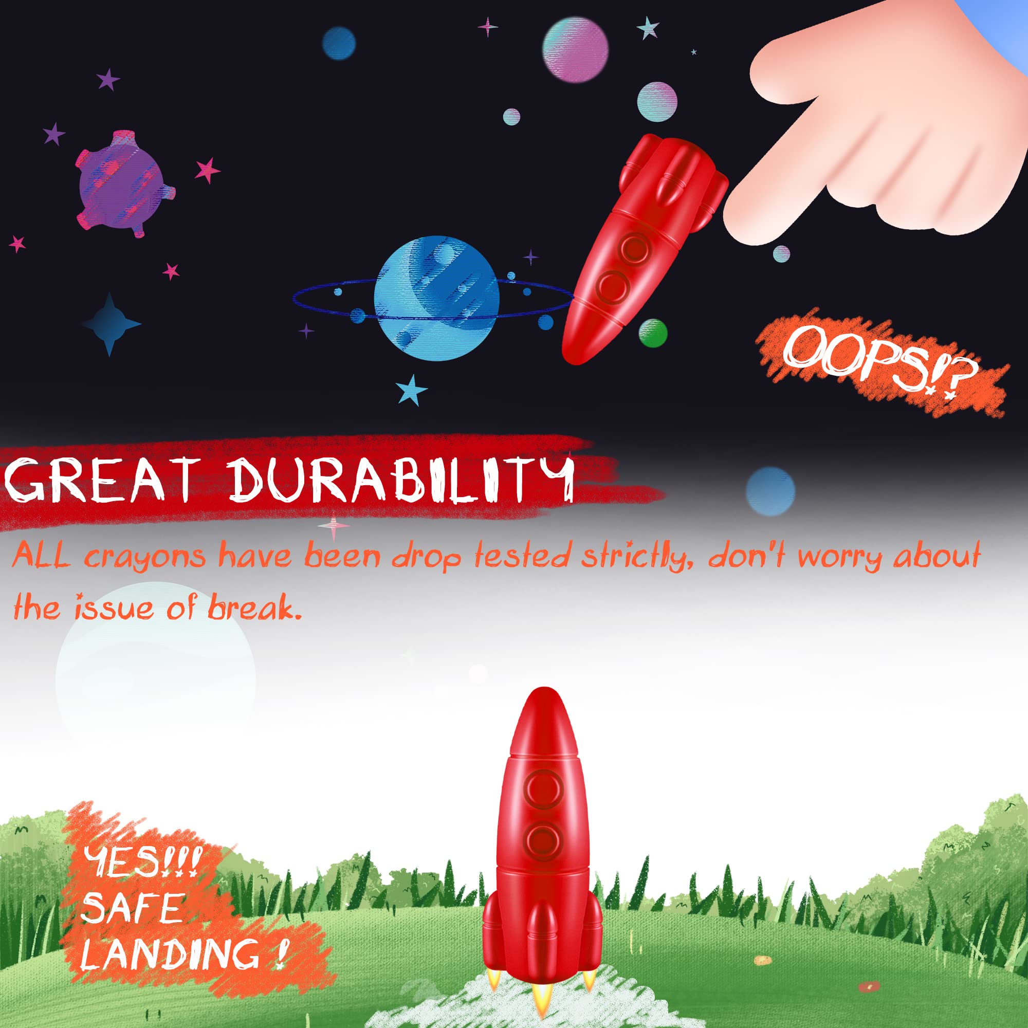 Foto 4 pulgar | Crayones Deli Toddler Rocket No Tóxico y Lavable 12 Paquetes