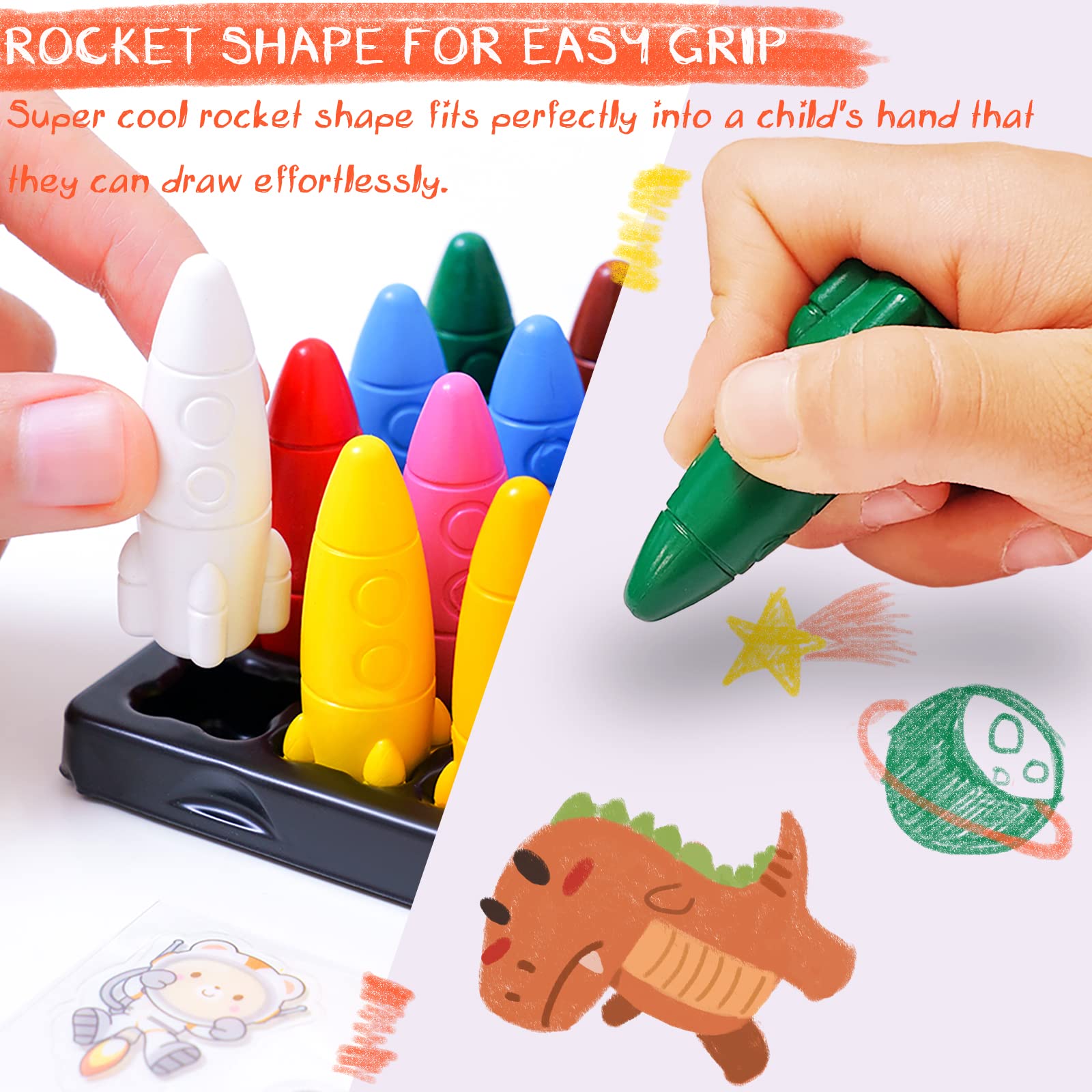 Foto 7 pulgar | Crayones Deli Toddler Rocket No Tóxico y Lavable 12 Paquetes