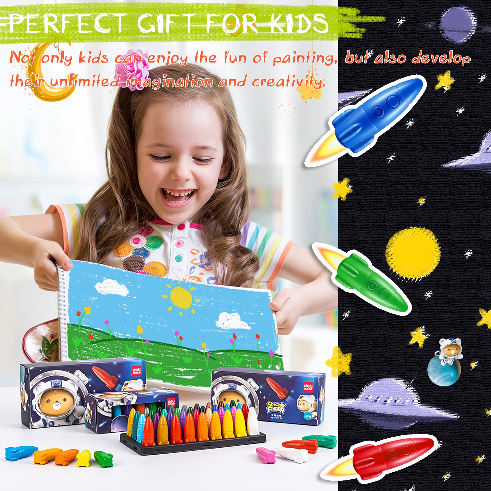 Foto 8 pulgar | Crayones Deli Toddler Rocket No Tóxico y Lavable 12 Paquetes