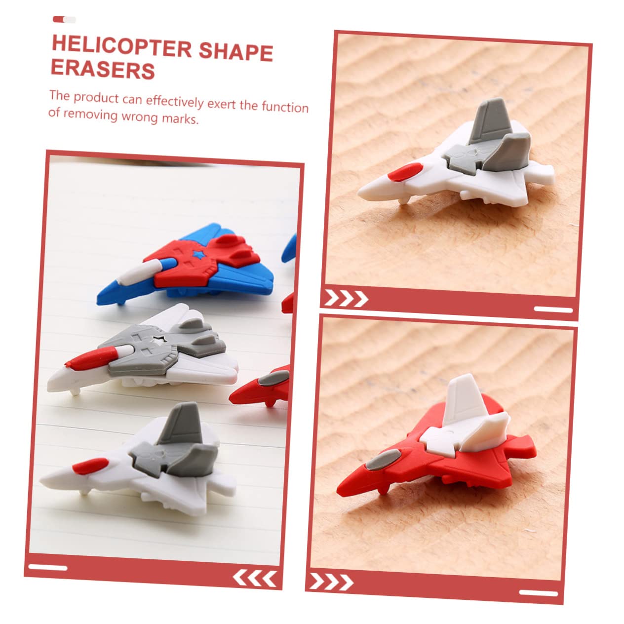 Foto 5 pulgar | Set de 72 Gomas de Borrar con Forma de Helicóptero  - Venta Internacional