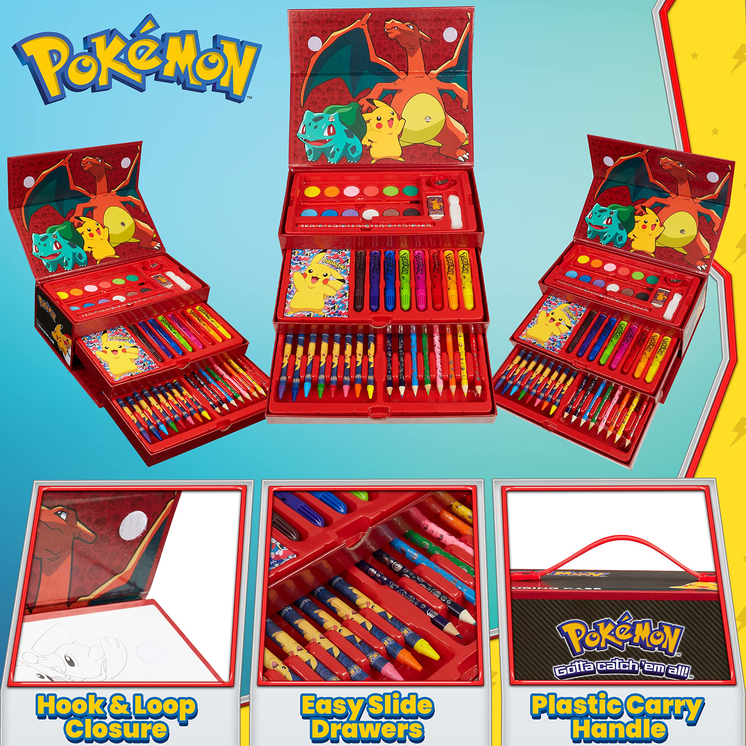 Foto 5 pulgar | Set de Arte para Colorear Pokémon con más de 40 Suministros para Niños - Venta Internacional