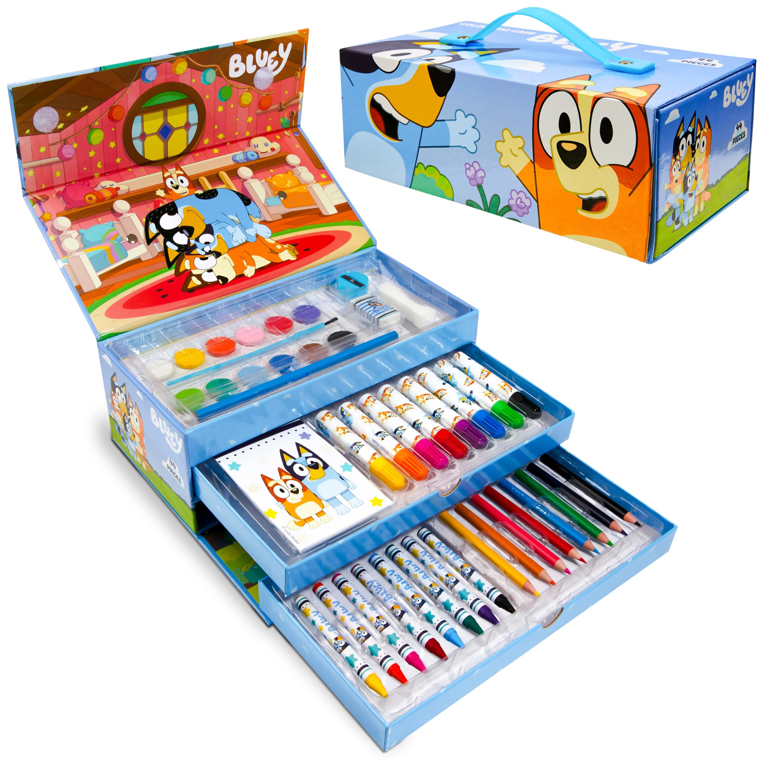 Set De Arte Bluey Kids De Más De 40 Piezas Con Pinturas, Lápices, Crayones Y Más - Venta Internacional.