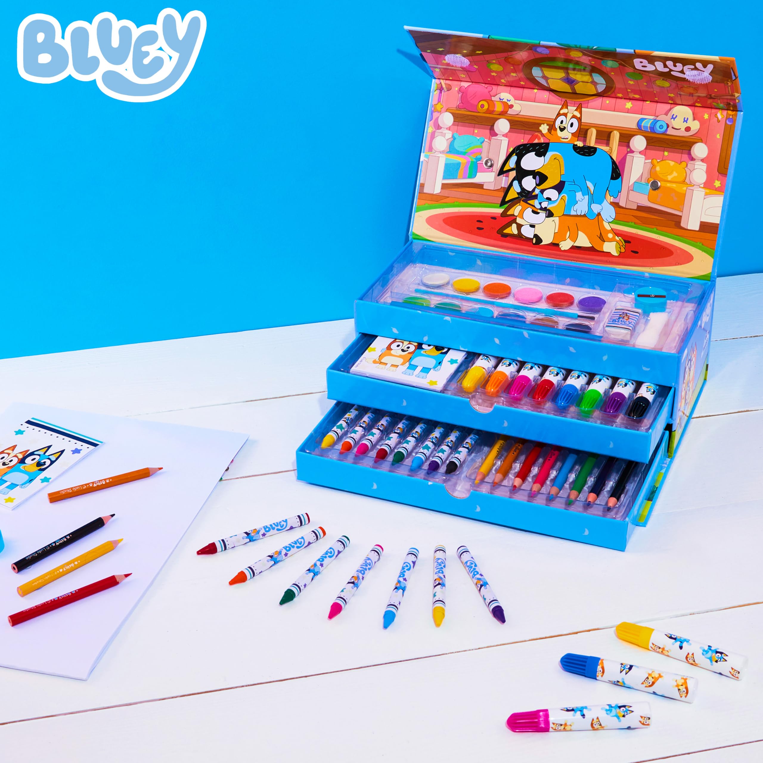 Foto 3 pulgar | Set De Arte Bluey Kids De Más De 40 Piezas Con Pinturas, Lápices, Crayones Y Más - Venta Internacional.