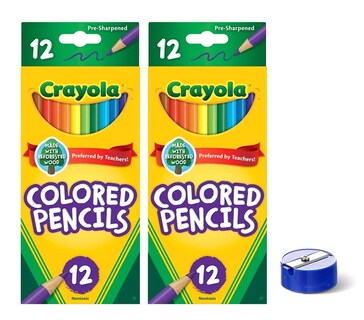 Foto 1 | Lápices De Colores Genéricos De 12 Unidades, Paquete De 2 Unidades, Preafilados Con Sacapuntas - Venta Internacional.