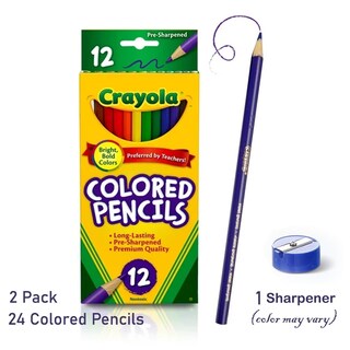 Foto 2 | Lápices De Colores Genéricos De 12 Unidades, Paquete De 2 Unidades, Preafilados Con Sacapuntas - Venta Internacional.