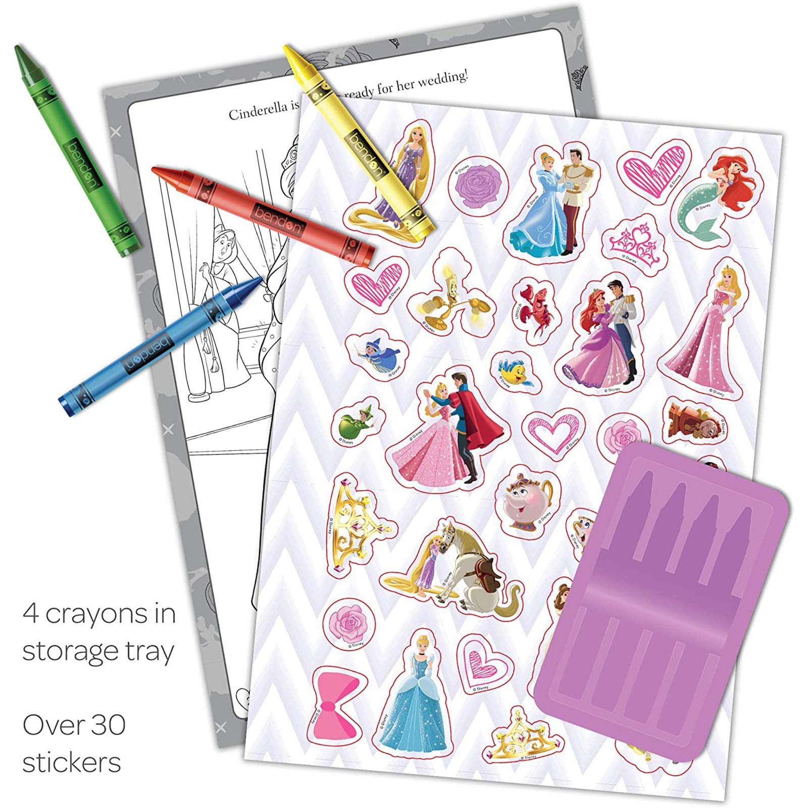 Foto 3 pulgar | Libro para Colorear y Actividades de Disney Princess con 4 Crayones - Venta Internacional