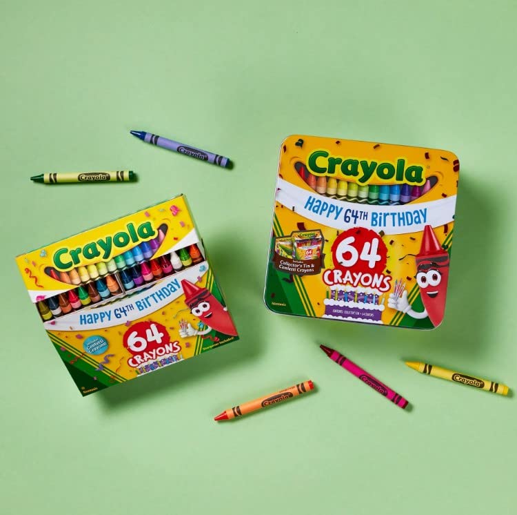 Foto 4 | Lápices De Colores Crayola, 64 Unidades, Con Lata De Coleccionista Para Cumpleaños Número 64 - Venta Internacional.