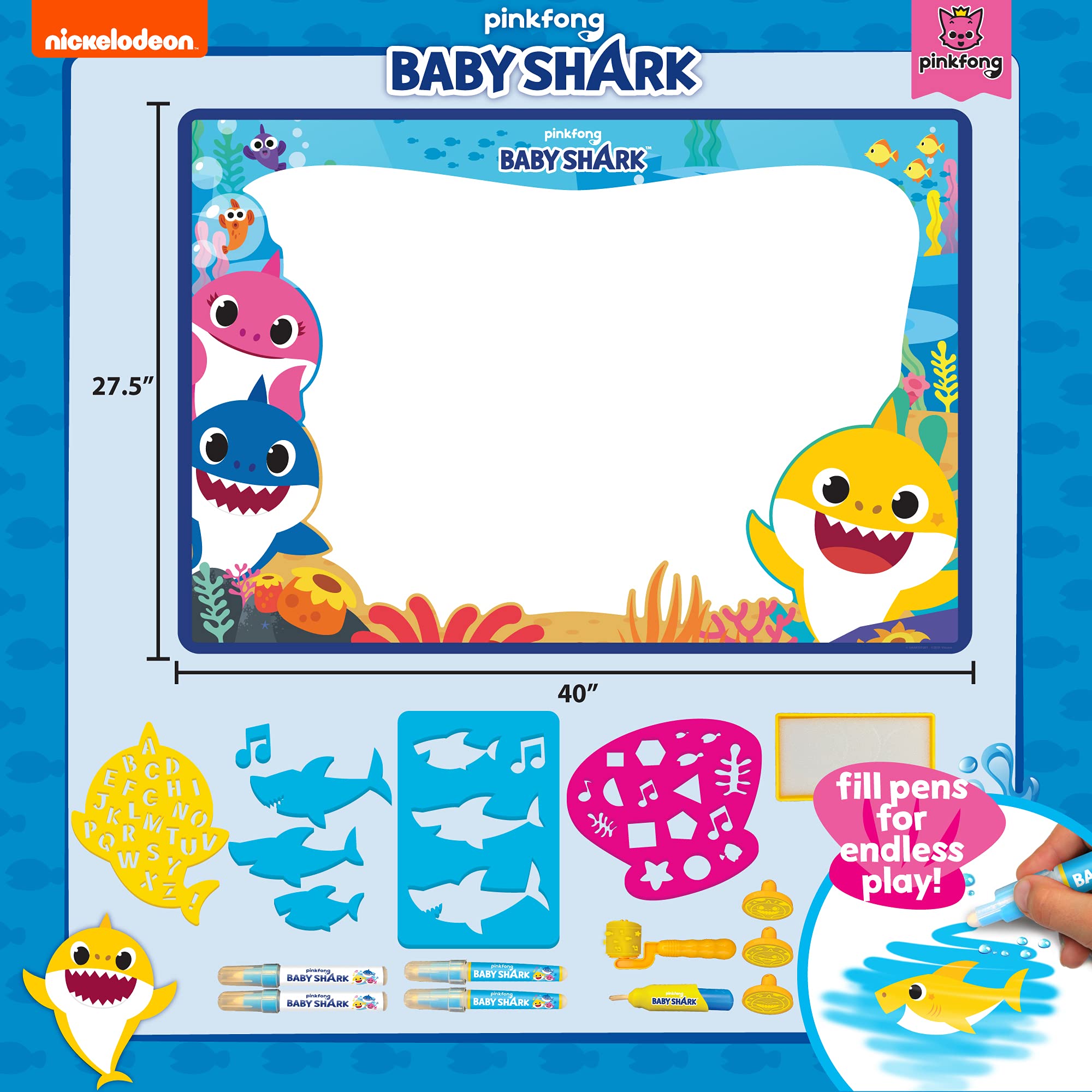 Foto 3 pulgar | Tapete Para Dibujar Agua Baby Shark Horizon Group Con Accesorios - Venta Internacional.