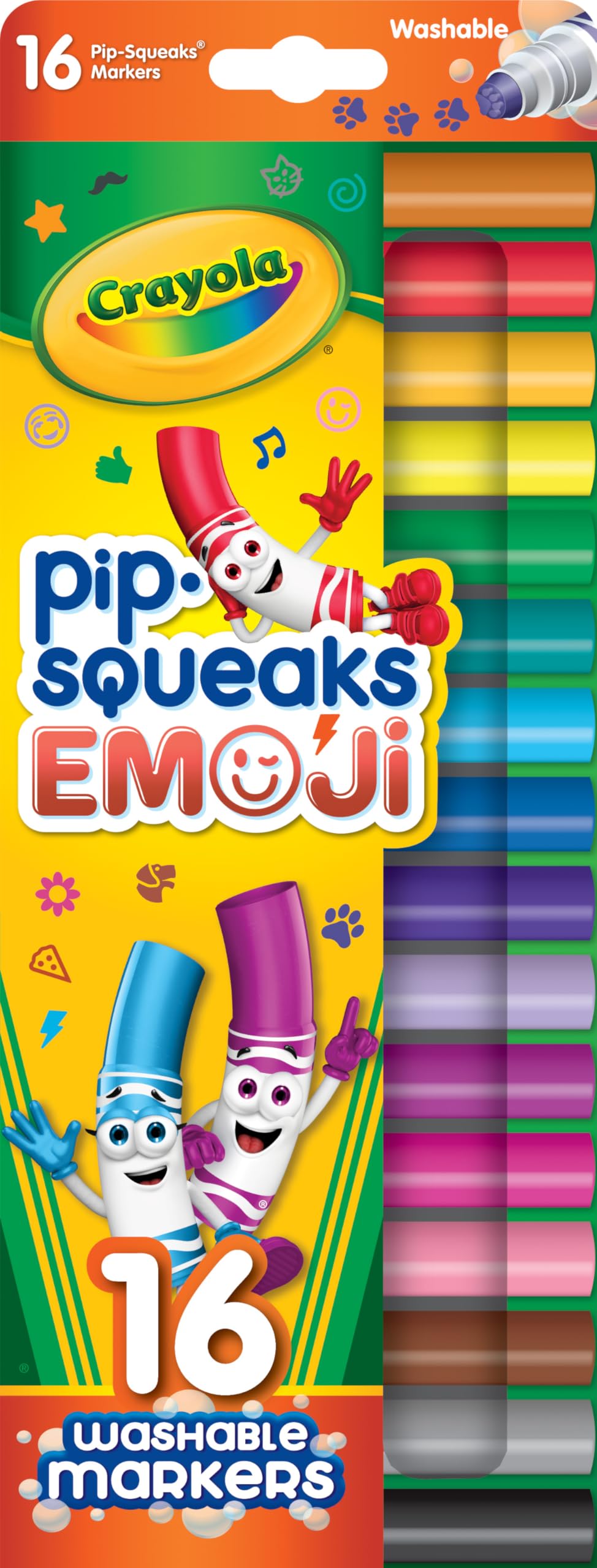 Foto 2 pulgar | Juego De Rotuladores Crayola Emoji Stampers Pip Squeaks, Lavables, 16 Unidades - Venta Internacional.