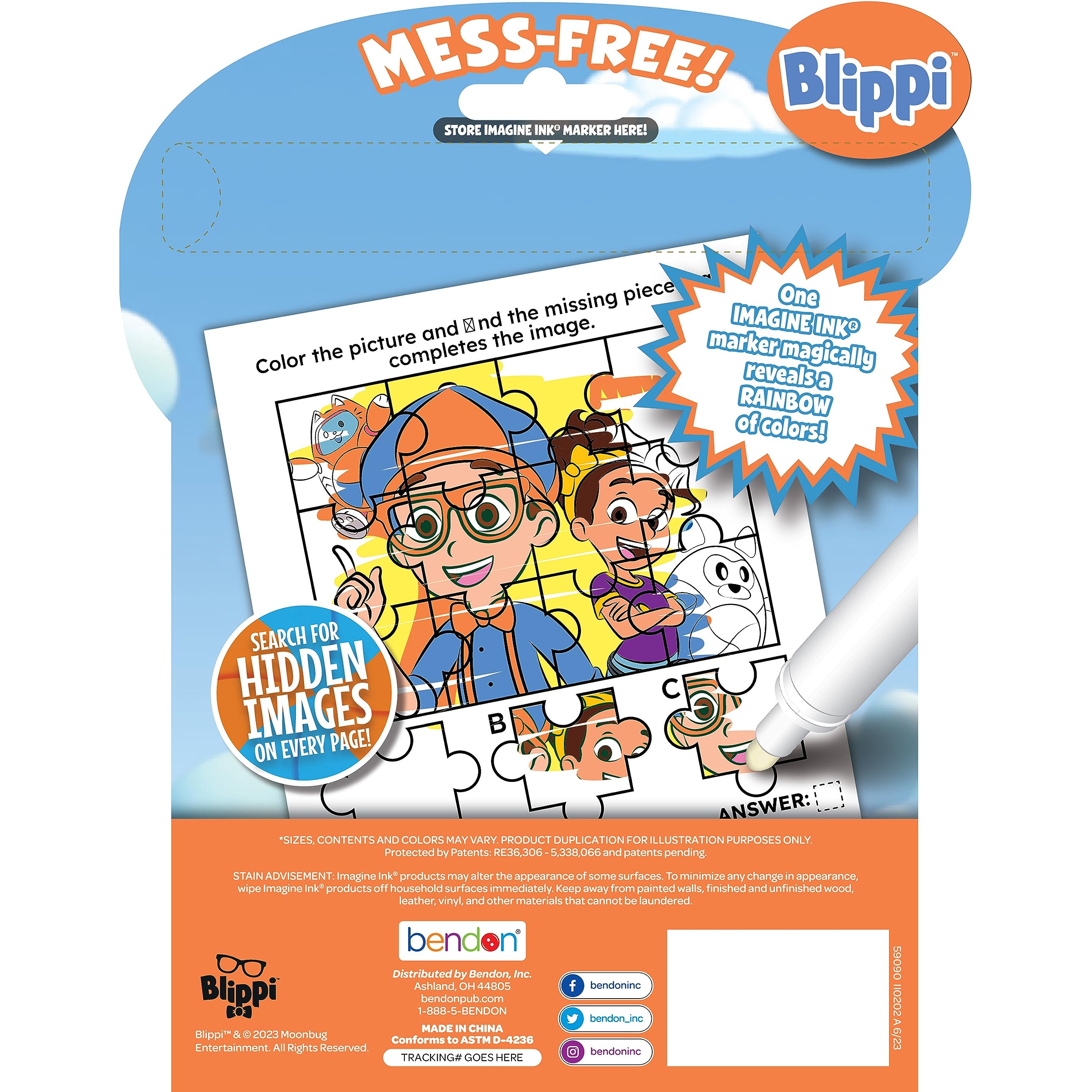 Foto 3 pulgar | Libro Para Colorear Bendon Blippi Imagine Ink, 20 Páginas Con Rotulador - Venta Internacional.