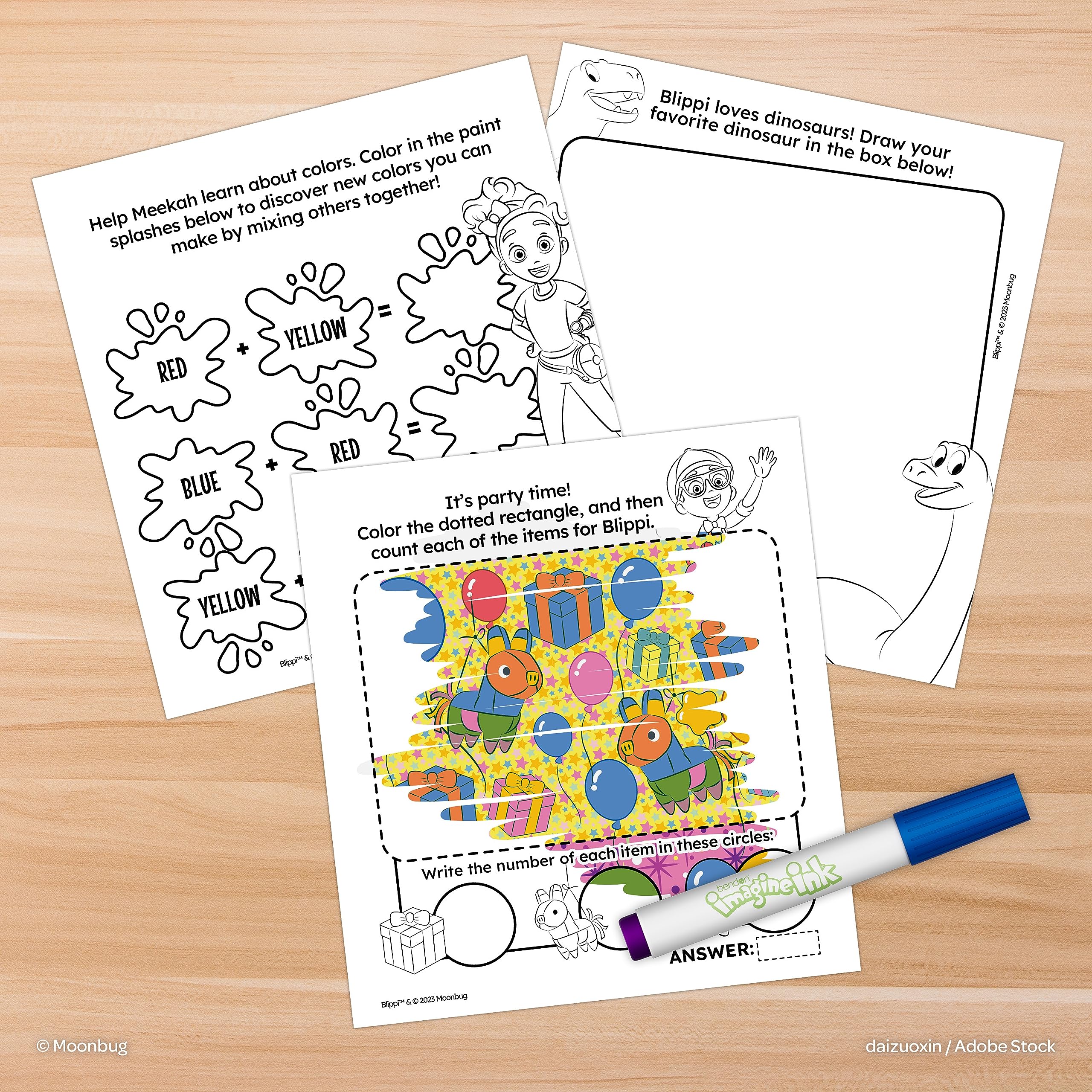 Foto 5 pulgar | Libro Para Colorear Bendon Blippi Imagine Ink, 20 Páginas Con Rotulador - Venta Internacional.
