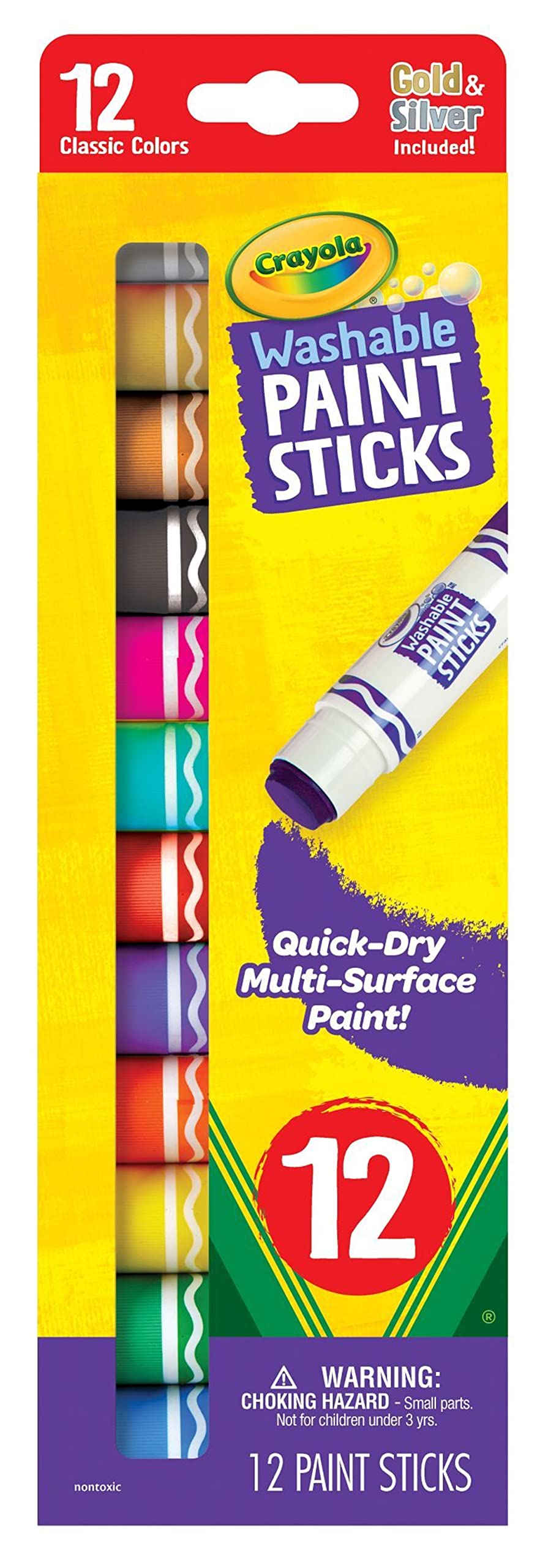Foto 2 pulgar | Set De Pintura Crayola Quick Dry Paint Sticks, Lavables Para Niños, 12 Unidades - Venta Internacional.