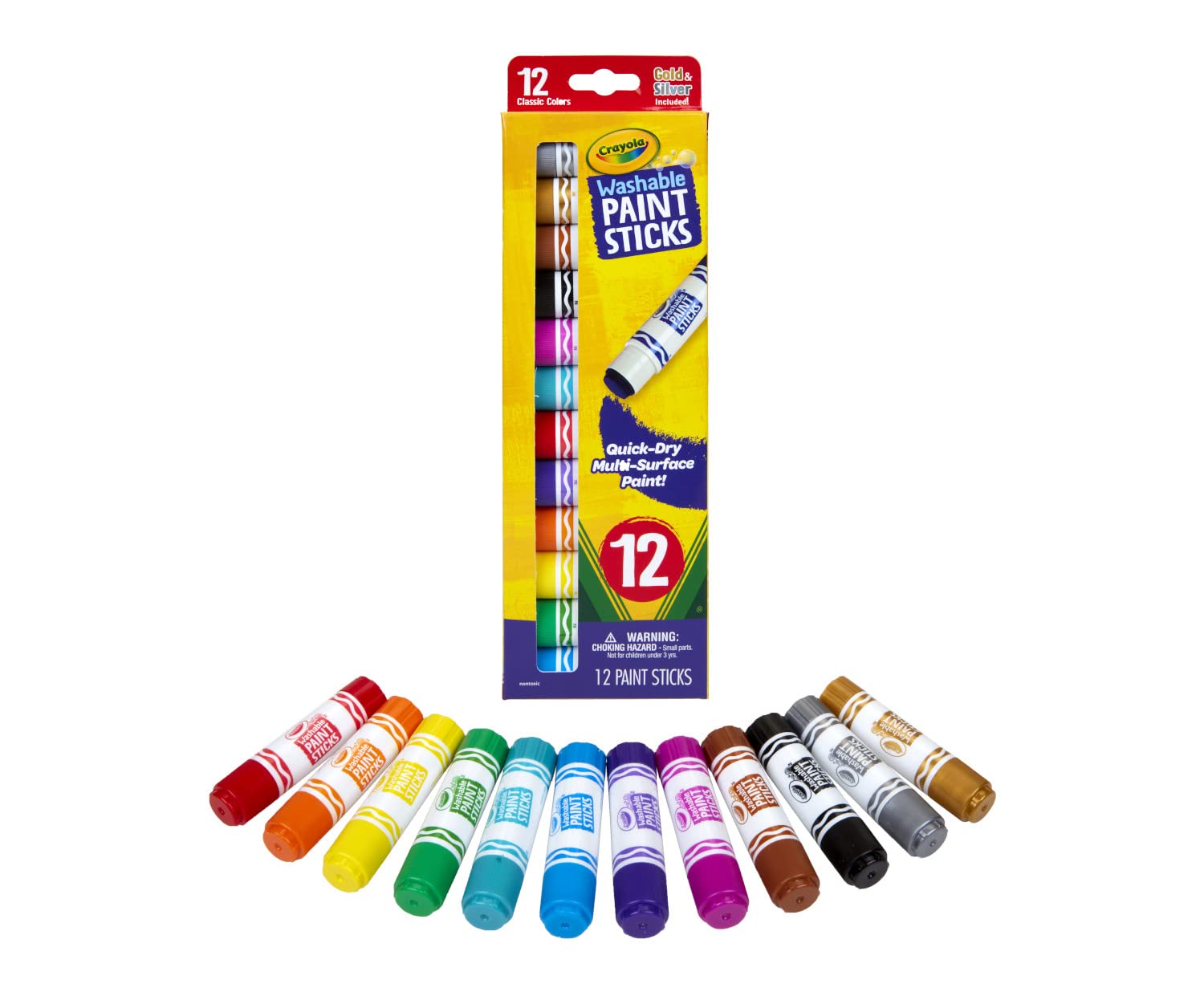 Foto 3 pulgar | Set De Pintura Crayola Quick Dry Paint Sticks, Lavables Para Niños, 12 Unidades - Venta Internacional.
