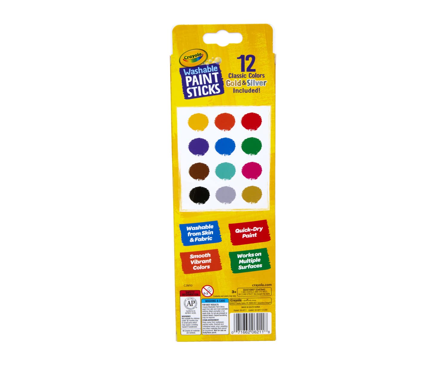 Foto 6 pulgar | Set De Pintura Crayola Quick Dry Paint Sticks, Lavables Para Niños, 12 Unidades - Venta Internacional.