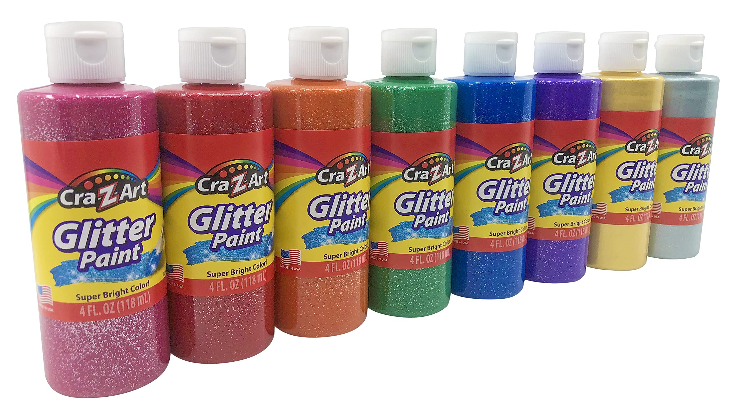 Set De Pintura Cra-z-art Con Purpurina Lavable, 8 Unidades, 118 Ml, Varios Colores - Venta Internacional.