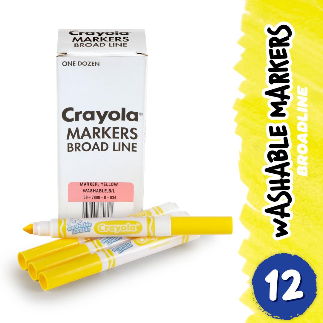 Foto 2 | Rotulador Crayola, Lavable, Amarillo, 12 Ml (12 Unidades), Broad Line Kids - Venta Internacional.
