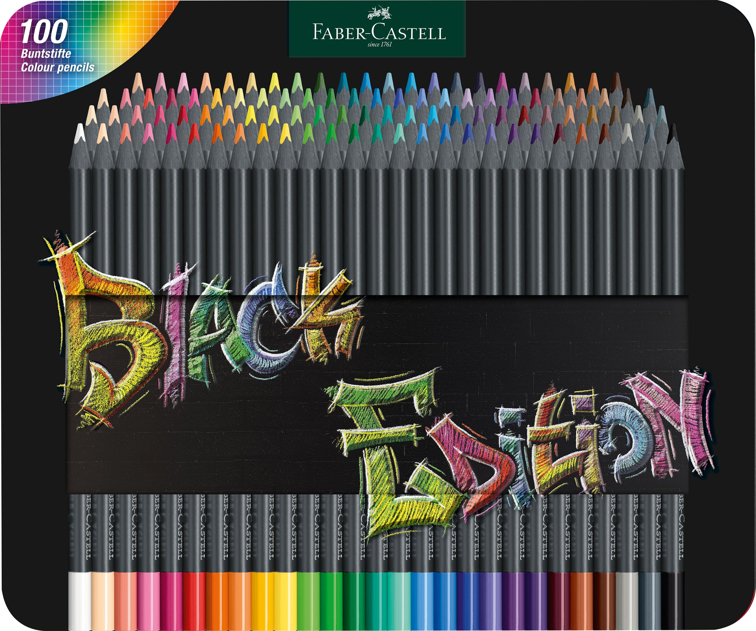 Lápices De Colores Faber-castell Black Edition, 100 Unidades - Venta Internacional.