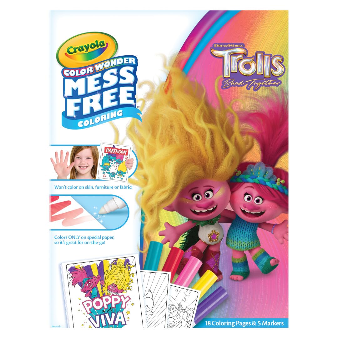 Foto 3 pulgar | Páginas Para Colorear Y Marcadores Color Wonder Mess Free Trolls 3 - Venta Internacional.