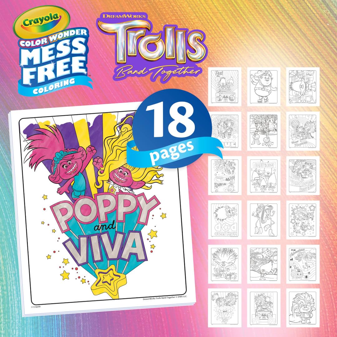 Foto 4 pulgar | Páginas Para Colorear Y Marcadores Color Wonder Mess Free Trolls 3 - Venta Internacional.