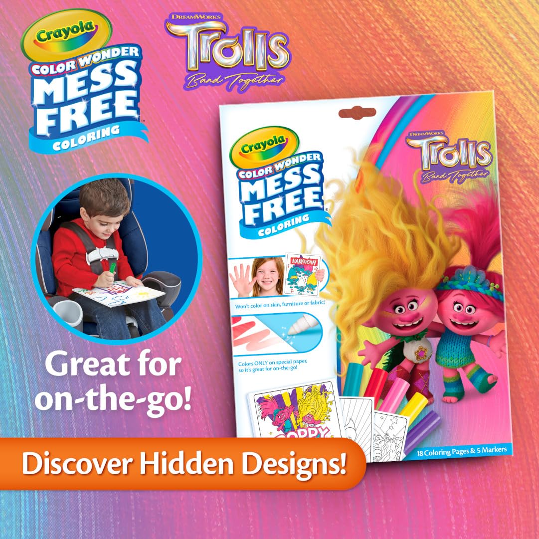 Foto 6 pulgar | Páginas Para Colorear Y Marcadores Color Wonder Mess Free Trolls 3 - Venta Internacional.