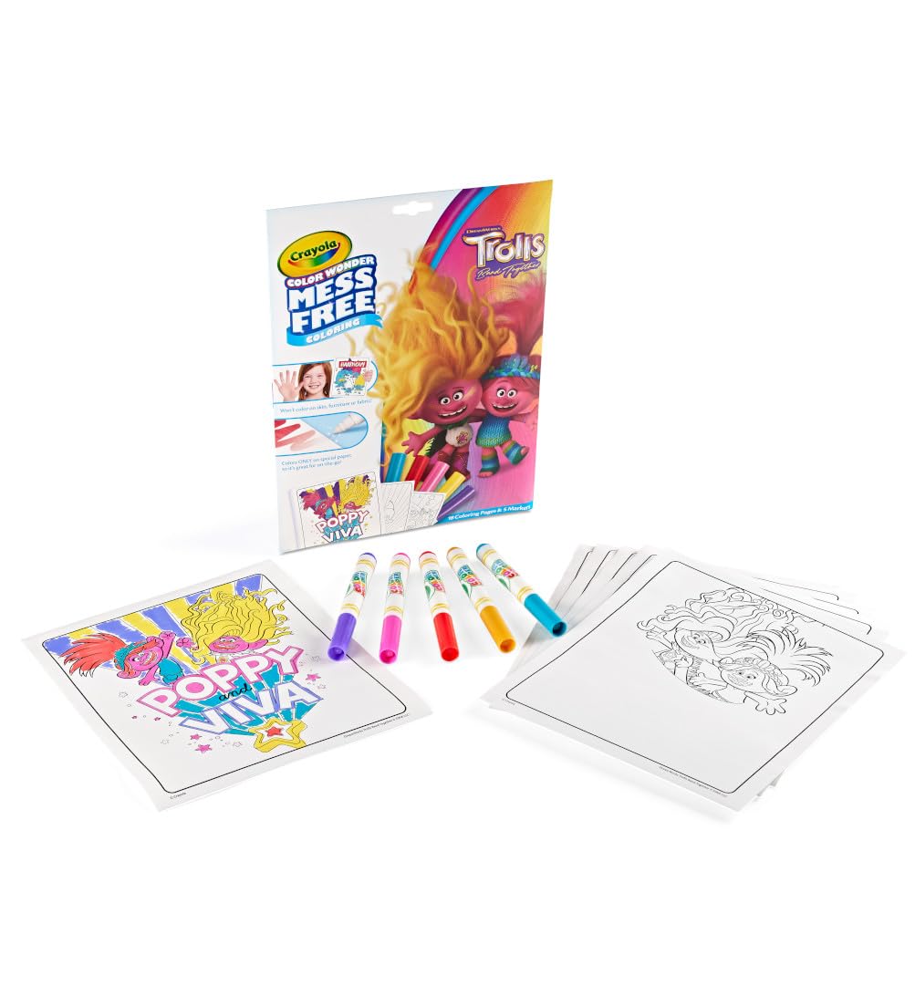 Foto 8 pulgar | Páginas Para Colorear Y Marcadores Color Wonder Mess Free Trolls 3 - Venta Internacional.