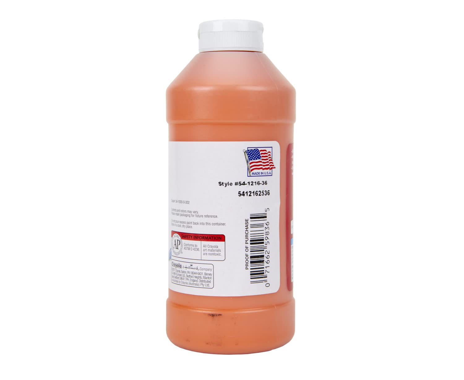 Foto 2 | Pintura Crayola Premier Tempera Orange, 473 Ml, Para Niños, No Tóxica - Venta Internacional.