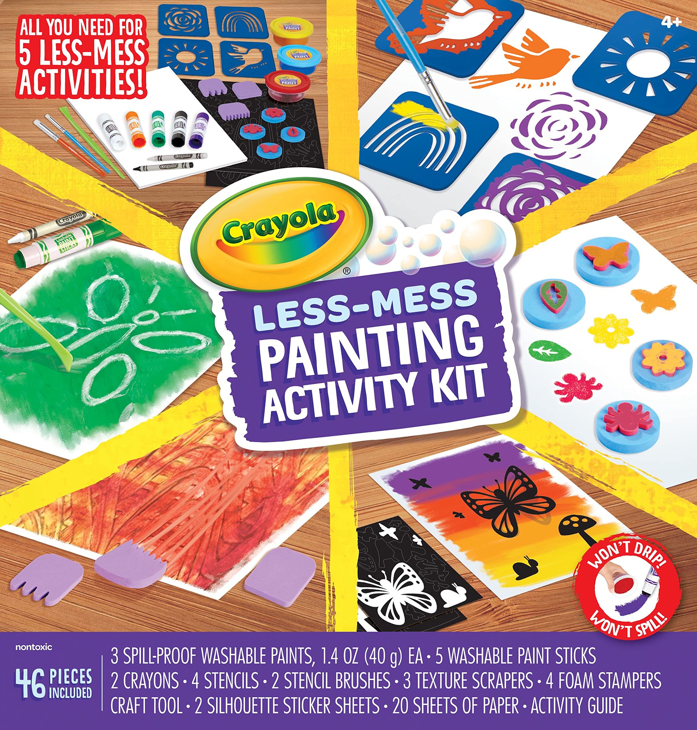 Kit De Actividades De Pintura Crayola Less Mess Kids, 46 Unidades, Más De 4 Años - Venta Internacional.