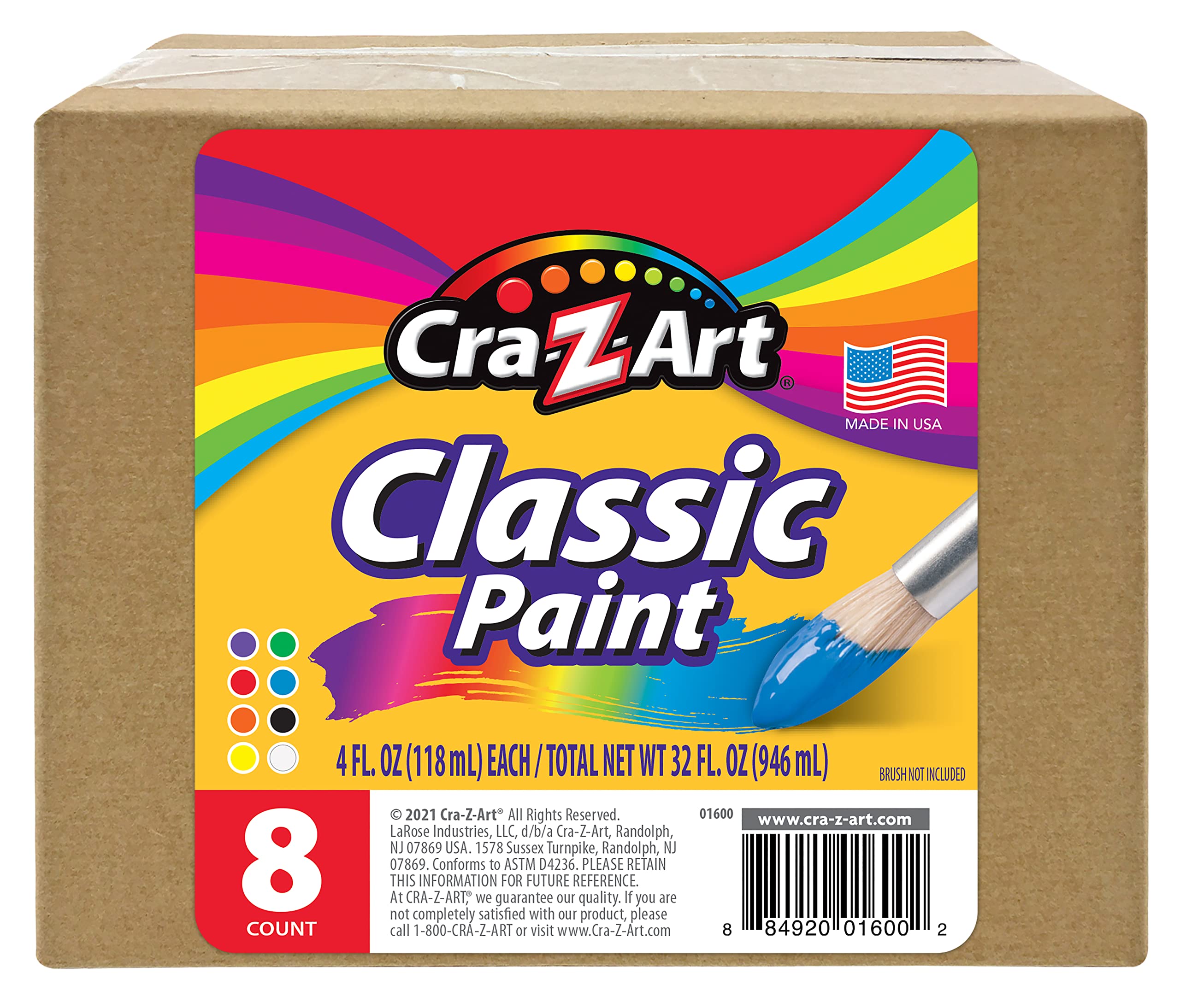Foto 3 | Set De Pinturas Cra-z-art, Lavable, Clásico, 8 Unidades, 118 Ml, Varios Colores - Venta Internacional.