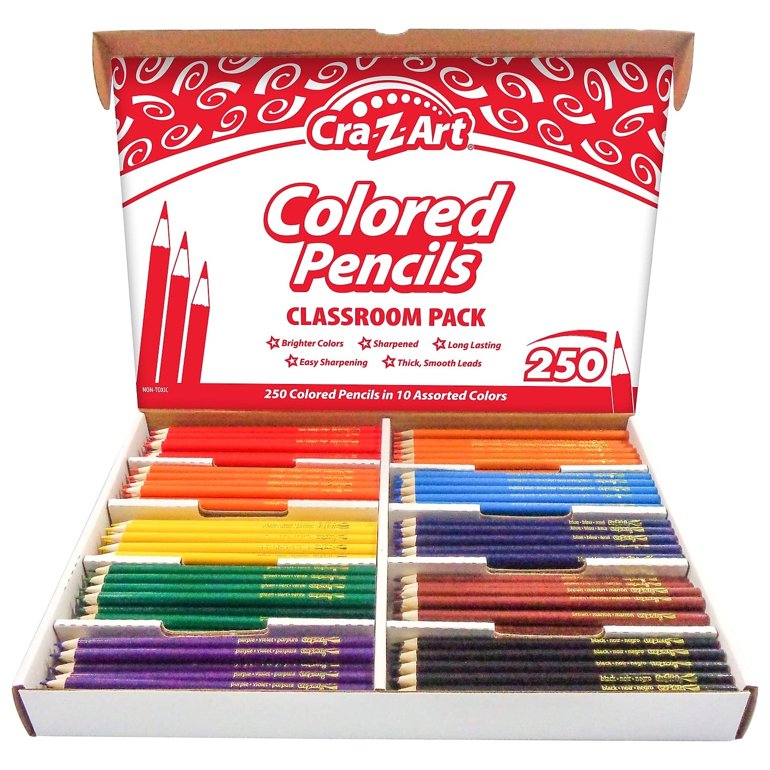 Foto 4 pulgar | Lápices De Colores Cra-z-art Bulk Class, Paquete De 250 Unidades, 10 Colores - Venta Internacional.