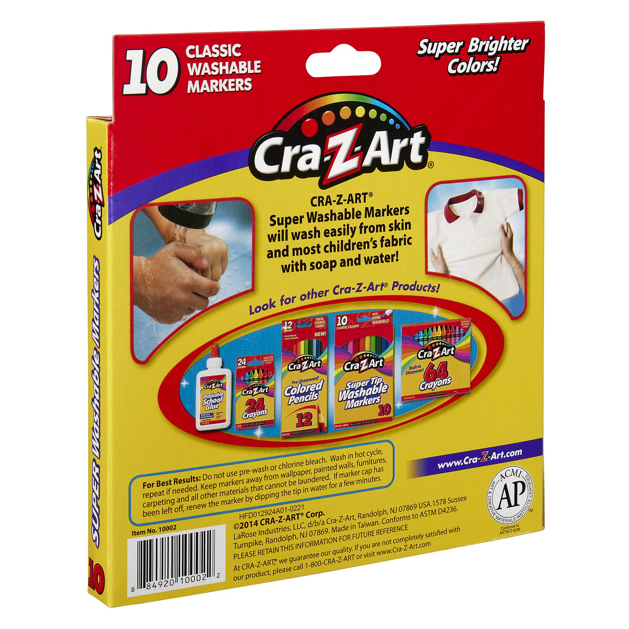 Foto 2 | Marcadores Cra-z-art Classic, Superlavables, Punta Ancha, 10 Unidades - Venta Internacional.