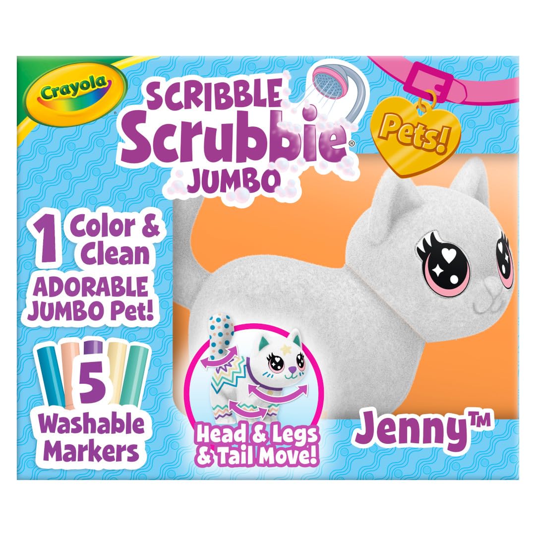 Scribble Scrubbie Jumbo Cat De Toy Crayola, 6 Pulgadas, Con Brocha Y Marcadores - Venta Internacional.