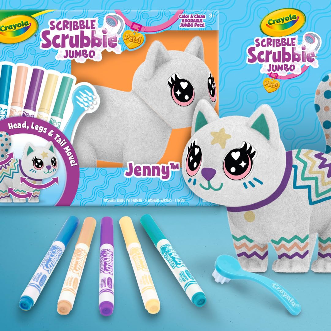 Foto 6 | Scribble Scrubbie Jumbo Cat De Toy Crayola, 6 Pulgadas, Con Brocha Y Marcadores - Venta Internacional.