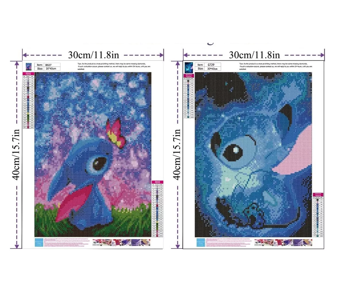 Foto 3 pulgar | Kits De Pintura Diamantes Para Stitch 5d Diy 40×30 Cm 3 Pzs Colores