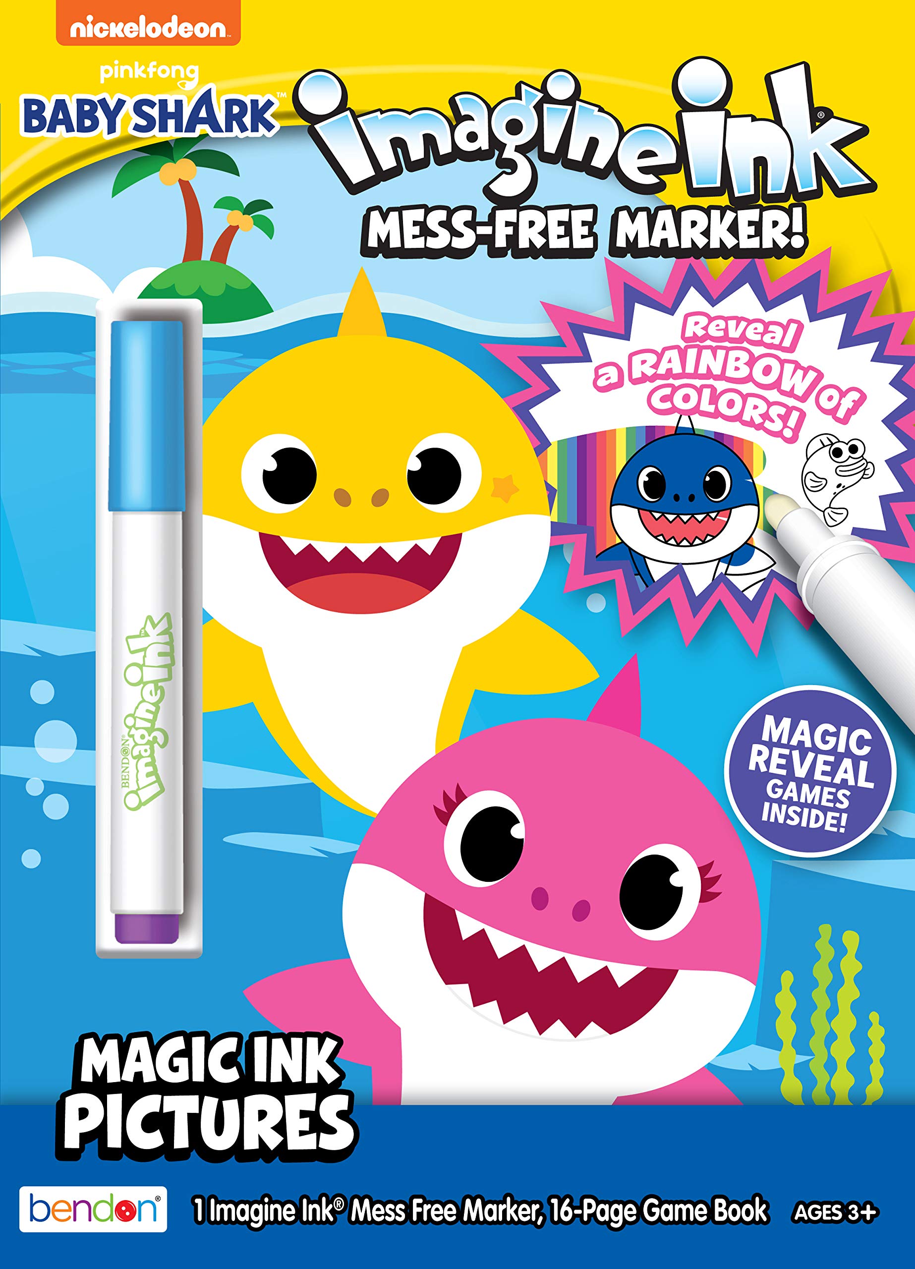 Libro Para Colorear Bendon Baby Shark Con Marcador Antidesorden 47220 - Venta Internacional.