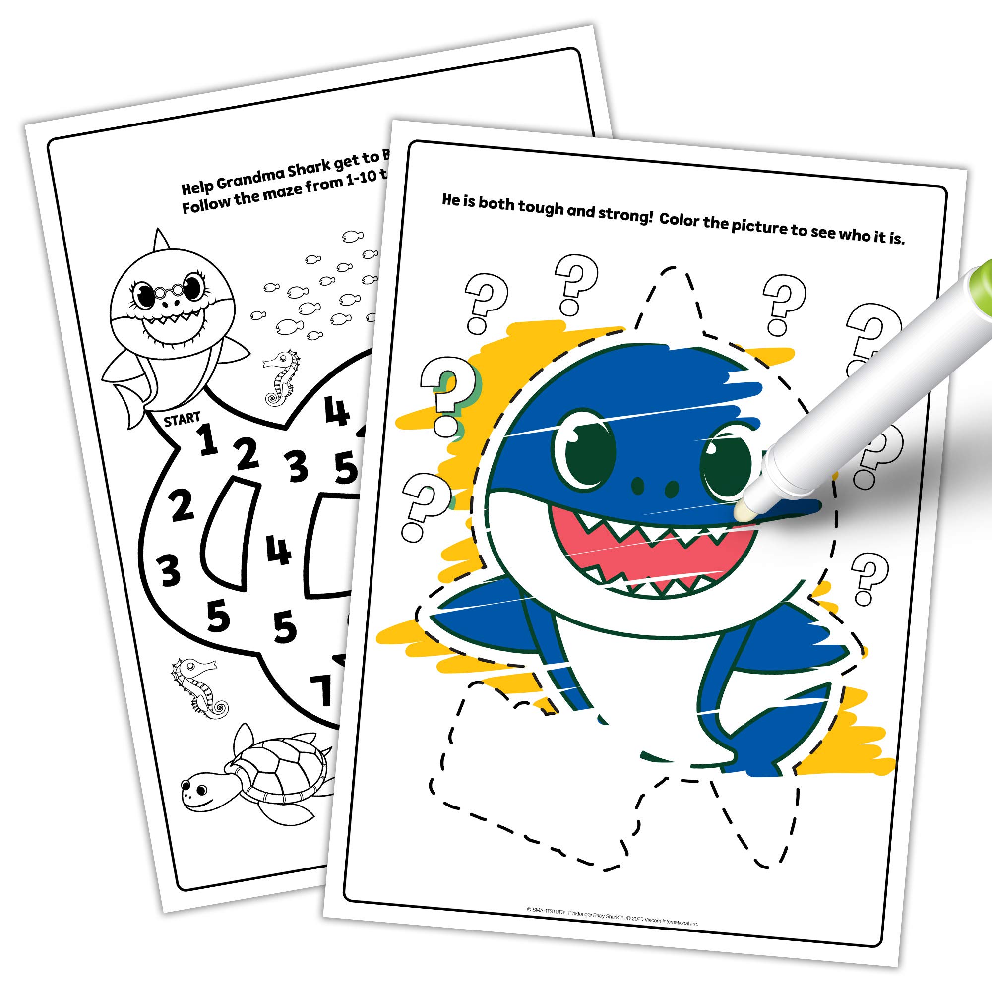 Foto 2 | Libro Para Colorear Bendon Baby Shark Con Marcador Antidesorden 47220 - Venta Internacional.