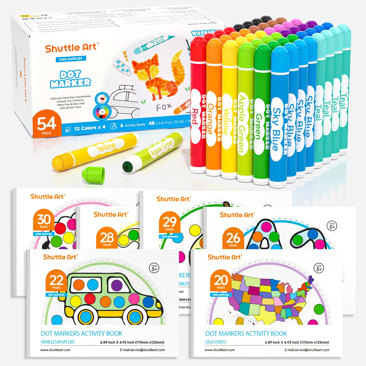 Foto 1 | Marcadores De Puntos Shuttle Art, Paquete De 48 Unidades, Lavables, 12 Colores, Con Libros - Venta Internacional.