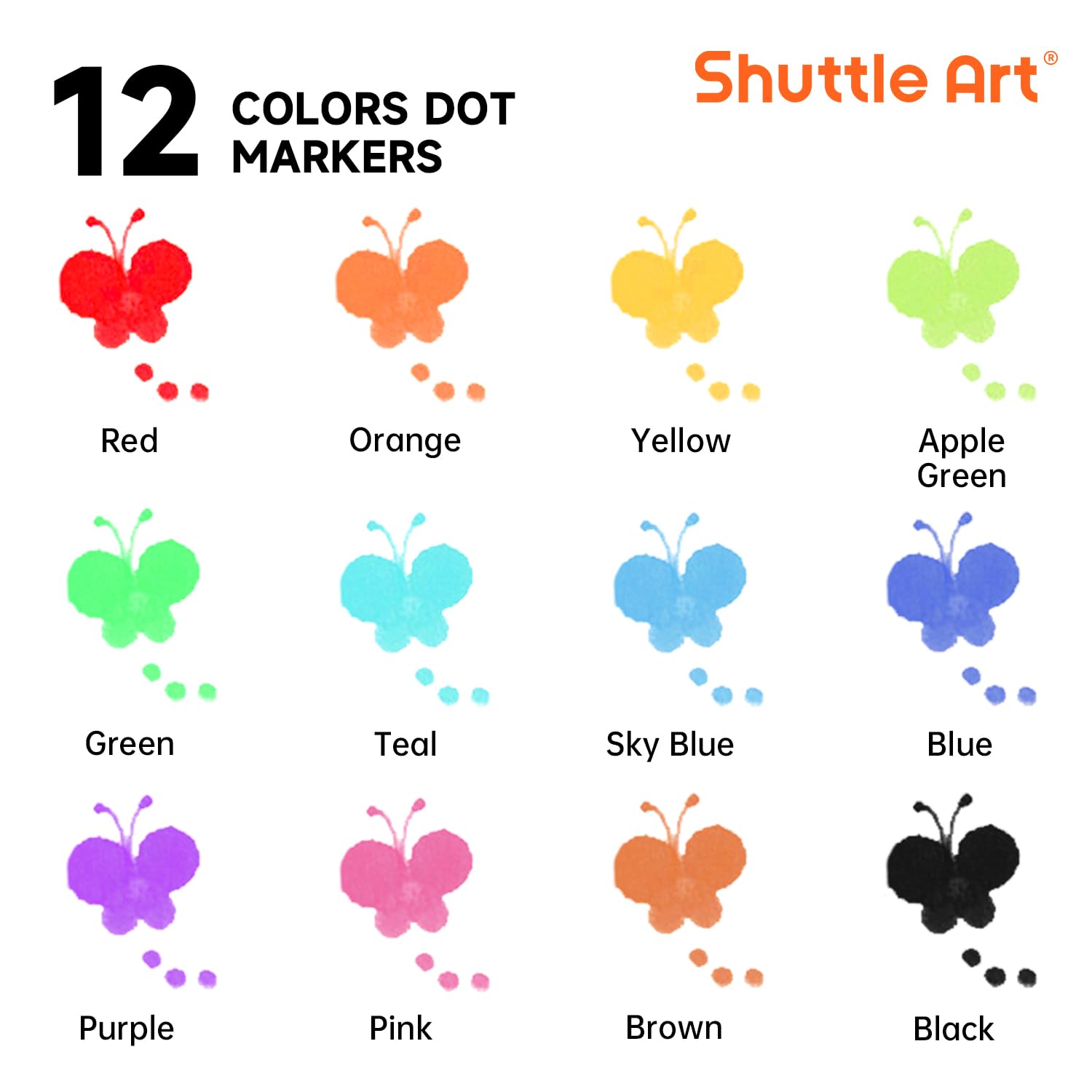 Foto 3 | Marcadores De Puntos Shuttle Art, Paquete De 48 Unidades, Lavables, 12 Colores, Con Libros - Venta Internacional.