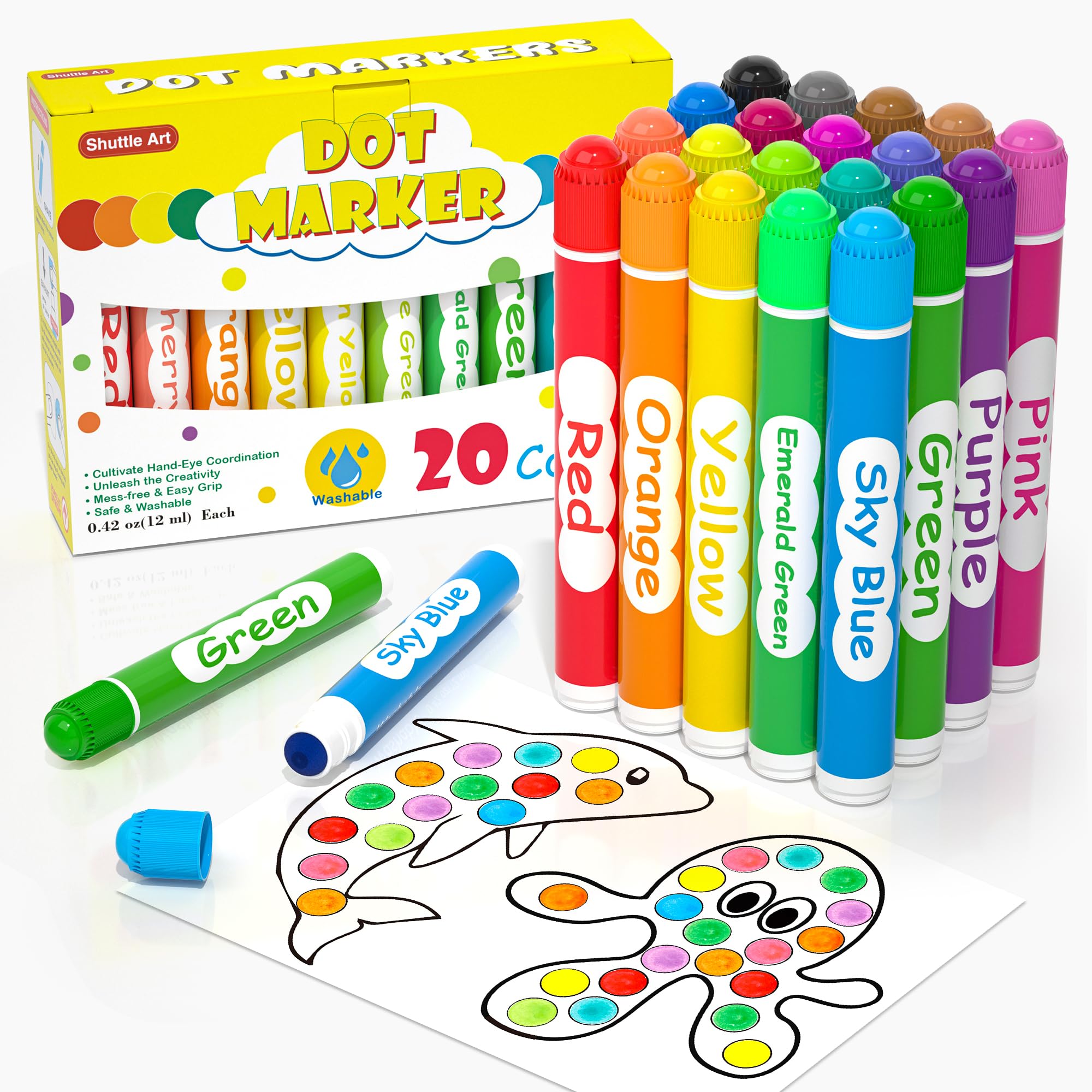 Foto 2 pulgar | Marcadores De Puntos Shuttle Art, 20 Colores, Lavables Para Niños Pequeños - Venta Internacional.