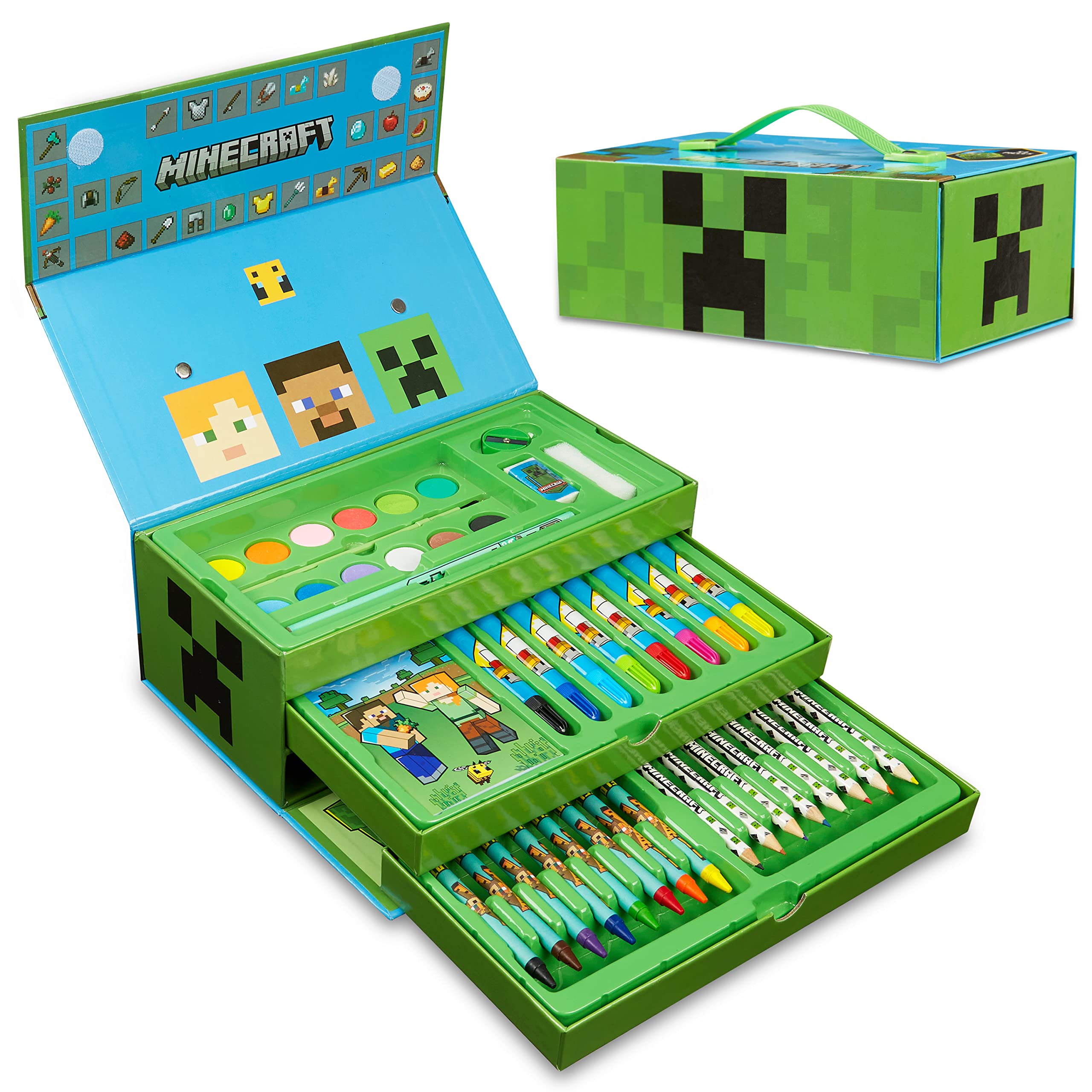 Foto 1 | Set De Arte Minecraft Para Niños, Para Colorear Y Dibujar Con Más De 40 Suministros - Venta Internacional.