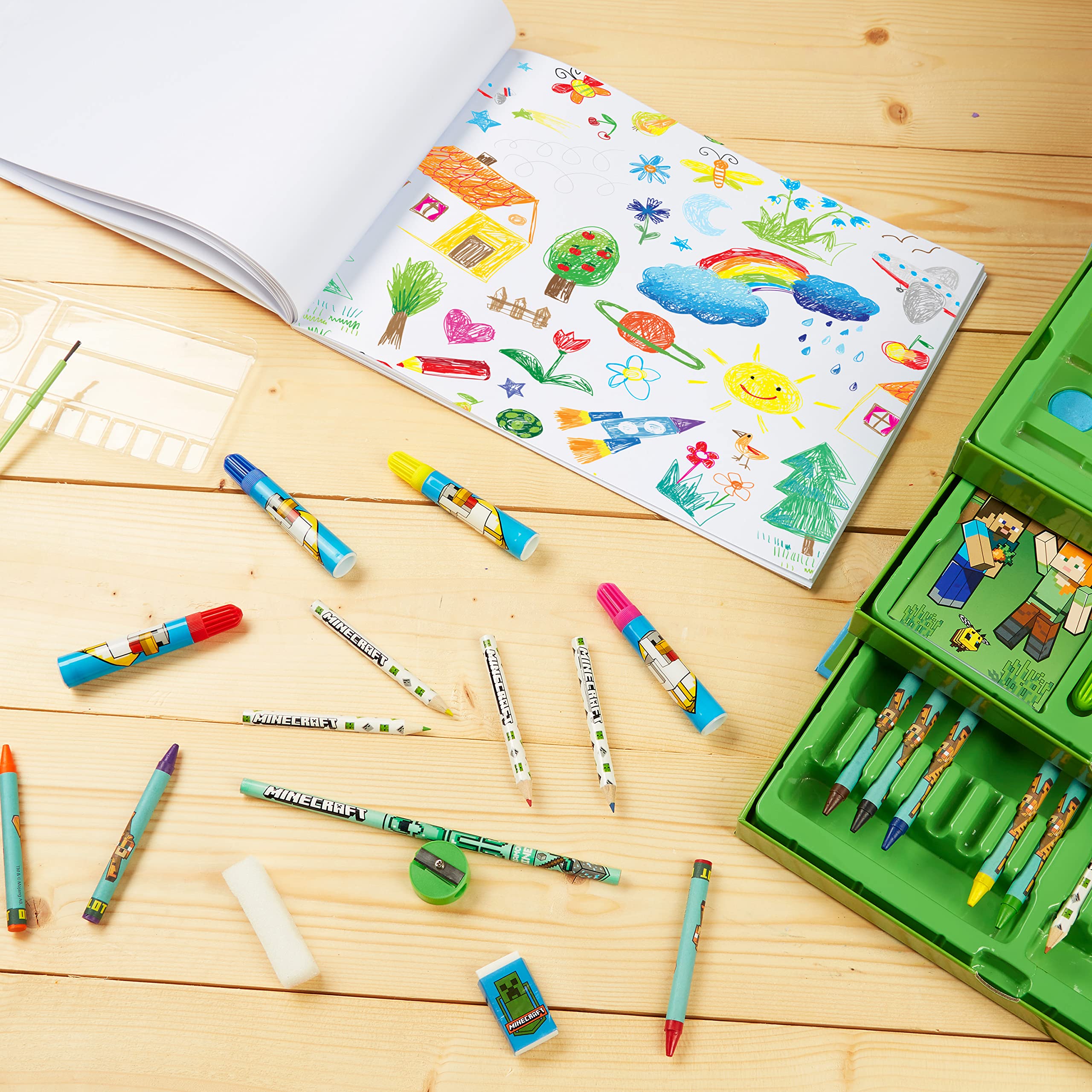 Foto 3 | Set De Arte Minecraft Para Niños, Para Colorear Y Dibujar Con Más De 40 Suministros - Venta Internacional.