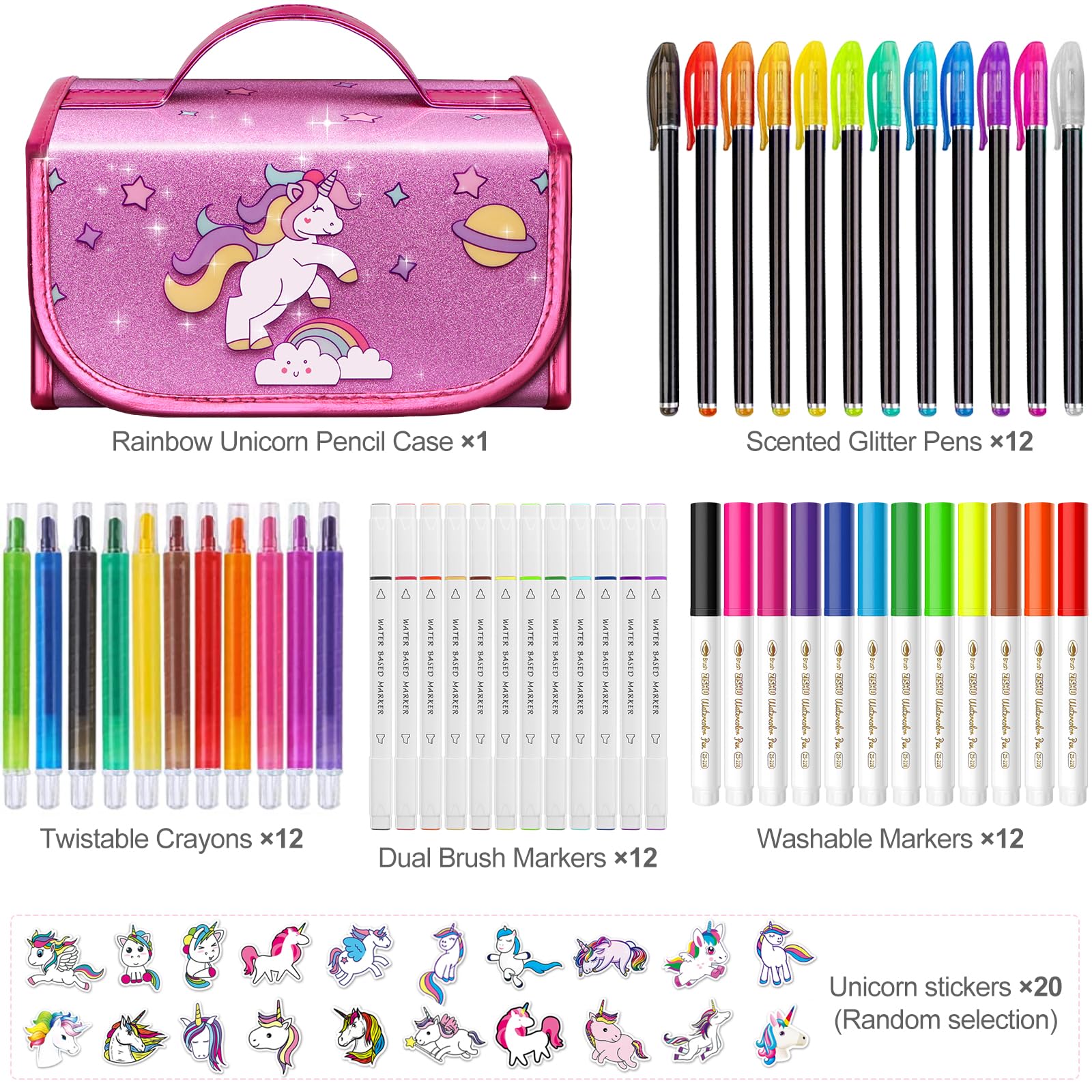 Foto 7 pulgar | Juego De Rotuladores Beefunni Unicorn, Lavable, 48 Unidades, Con Estuche Para Lápices - Venta Internacional.